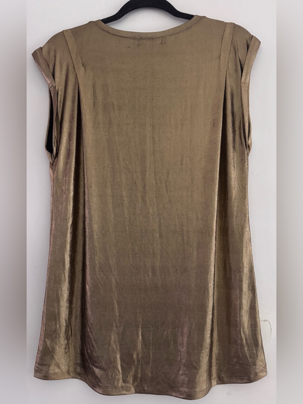 Dotti Metallic Gold Sleeveless Crew Neck Top M Luxury - Picture 5 of 9